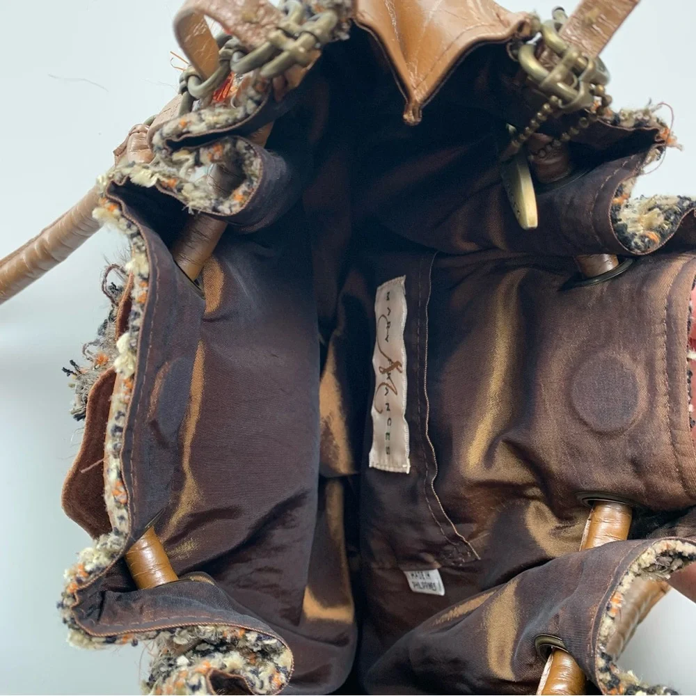 Vintage Mary Frances Handbag Purse Beaded Boho Floral Brown - Picture 10 of 13